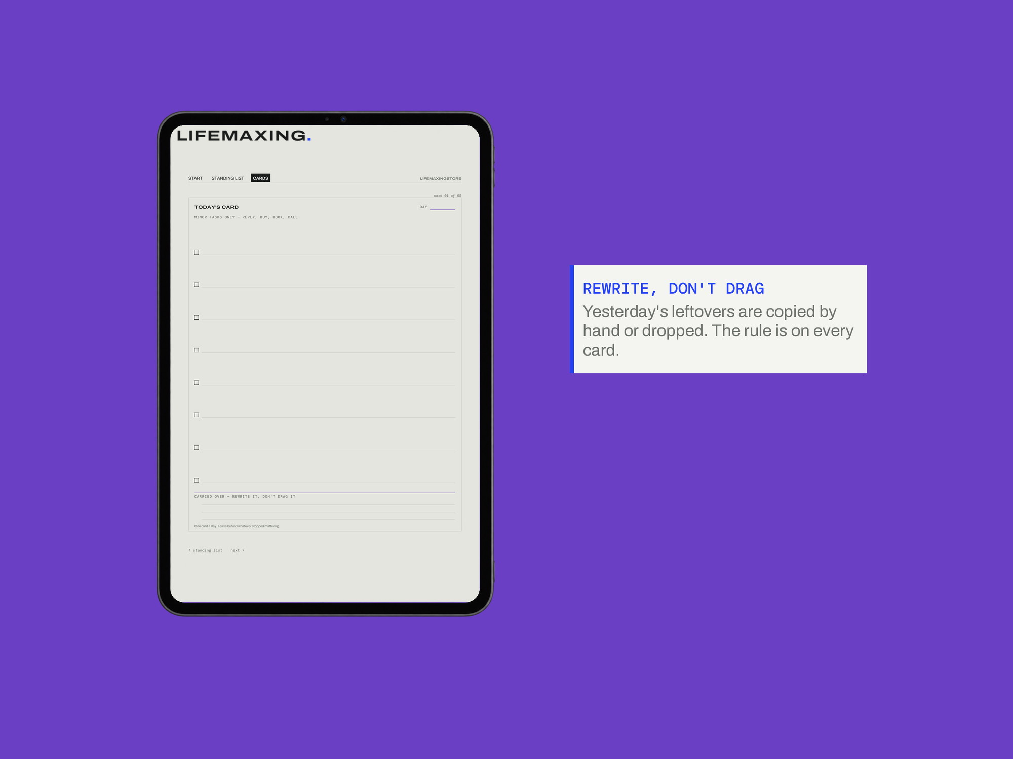 The Daily Card System — REWRITE, DON'T DRAG