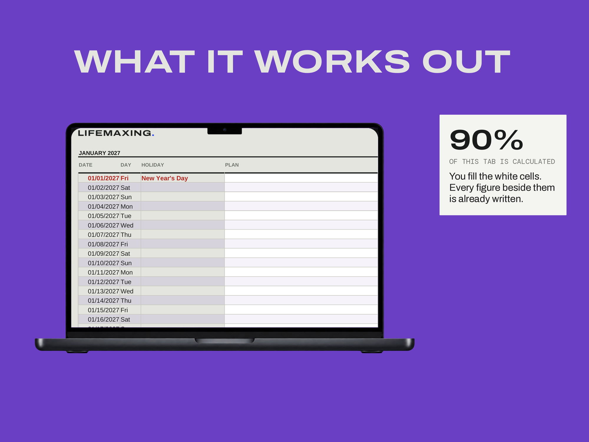 2027 Dated Planner — WHAT IT WORKS OUT