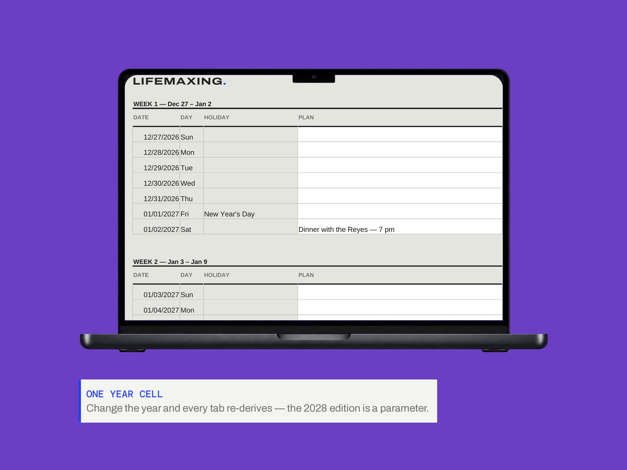 2027 Dated Planner — ONE YEAR CELL