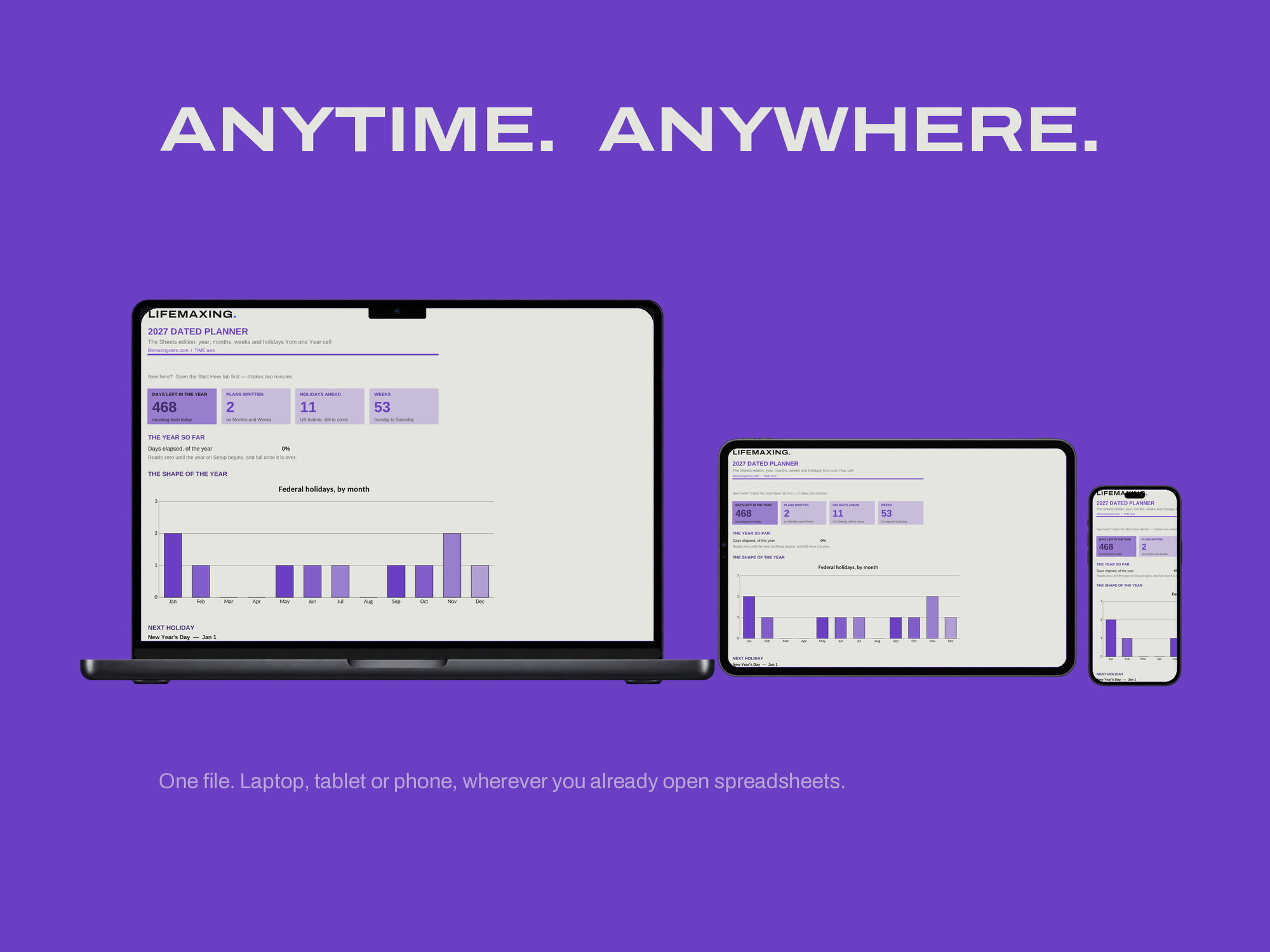 2027 Dated Planner — ANYTIME. ANYWHERE.