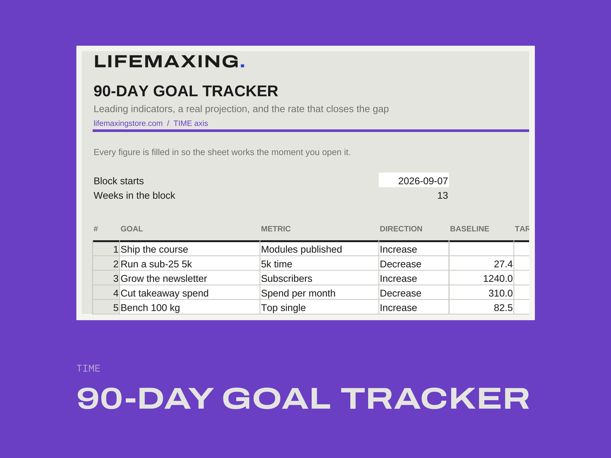 90-Day Goal Tracker product photograph