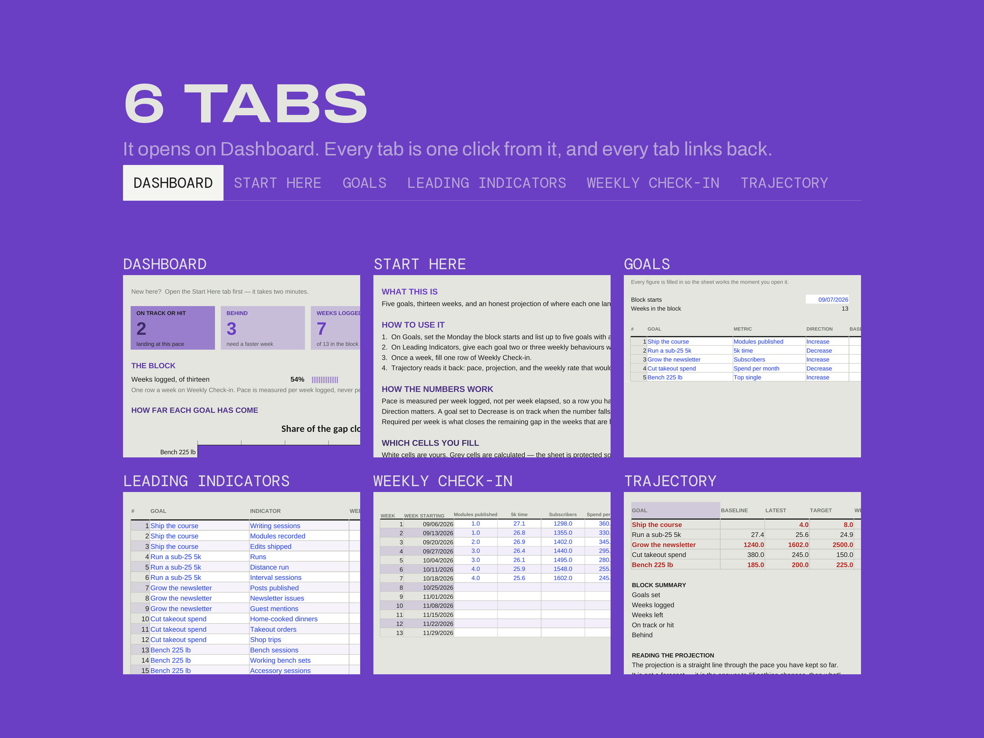 90-Day Goal Tracker — EVERY TAB