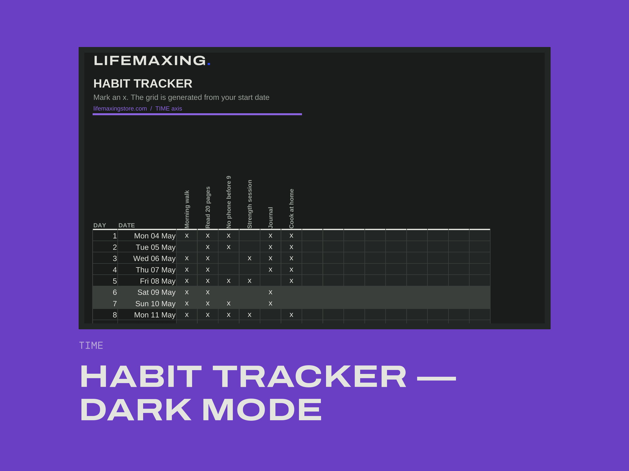 Habit Tracker — Dark Mode product photograph