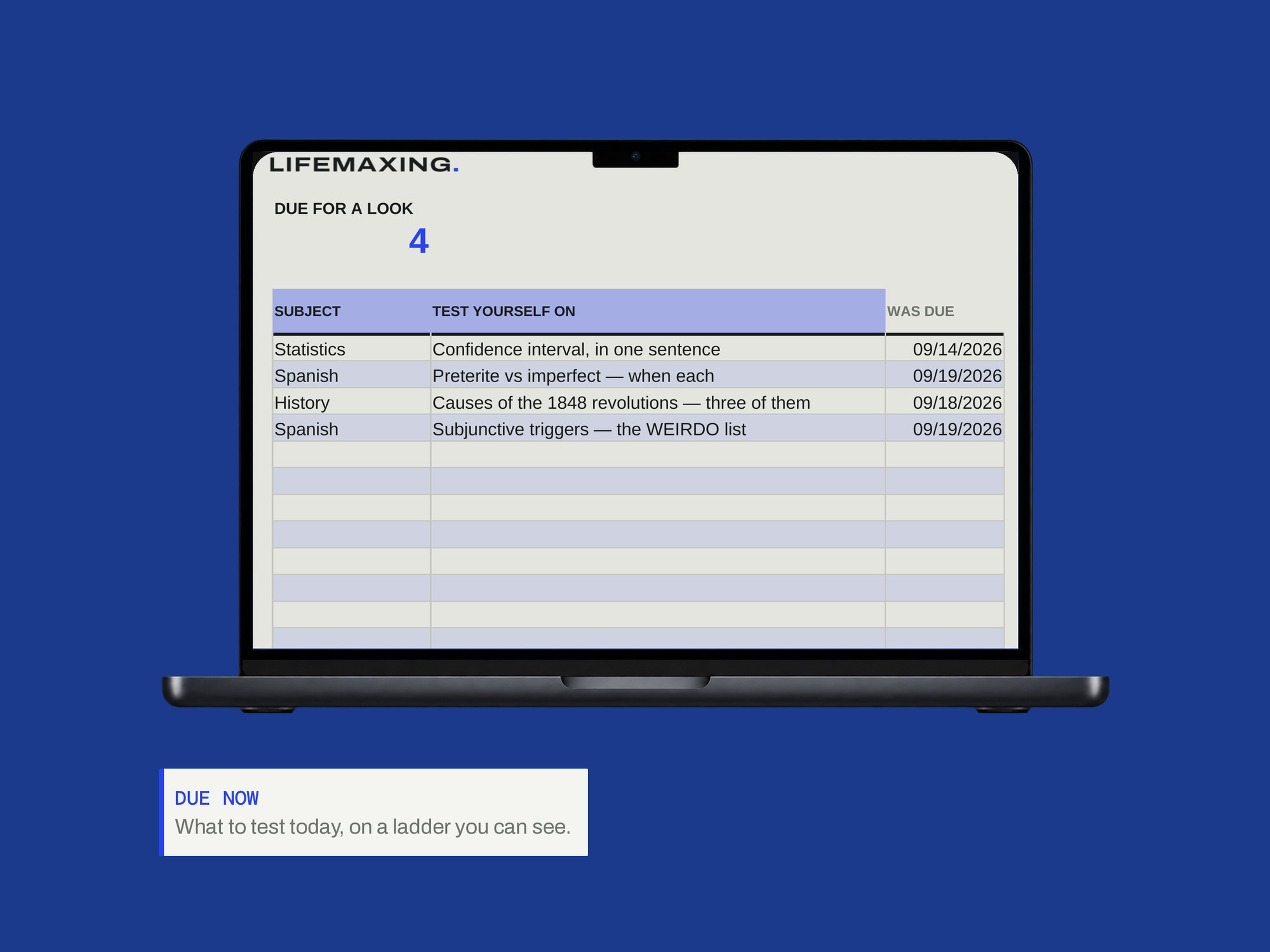 Learning Log — DUE NOW