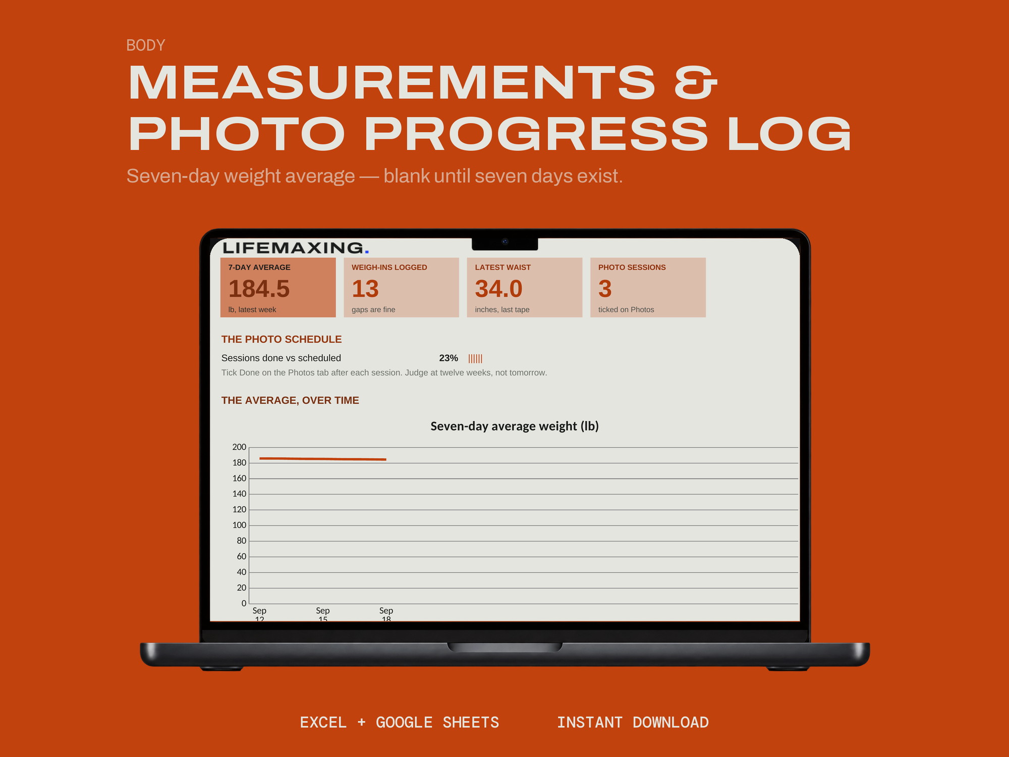 Measurements & Photo Progress Log — COVER