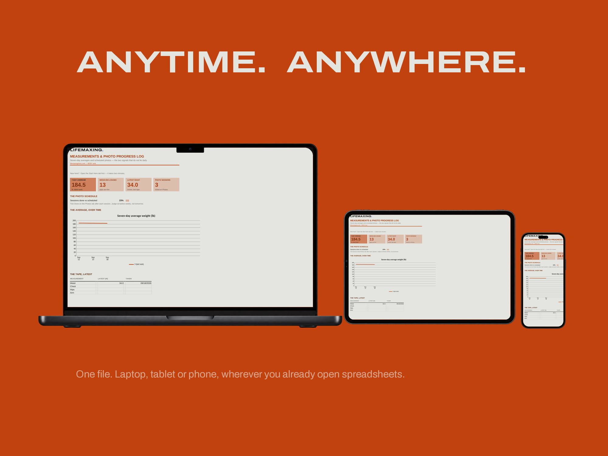 Measurements & Photo Progress Log — ANYTIME. ANYWHERE.