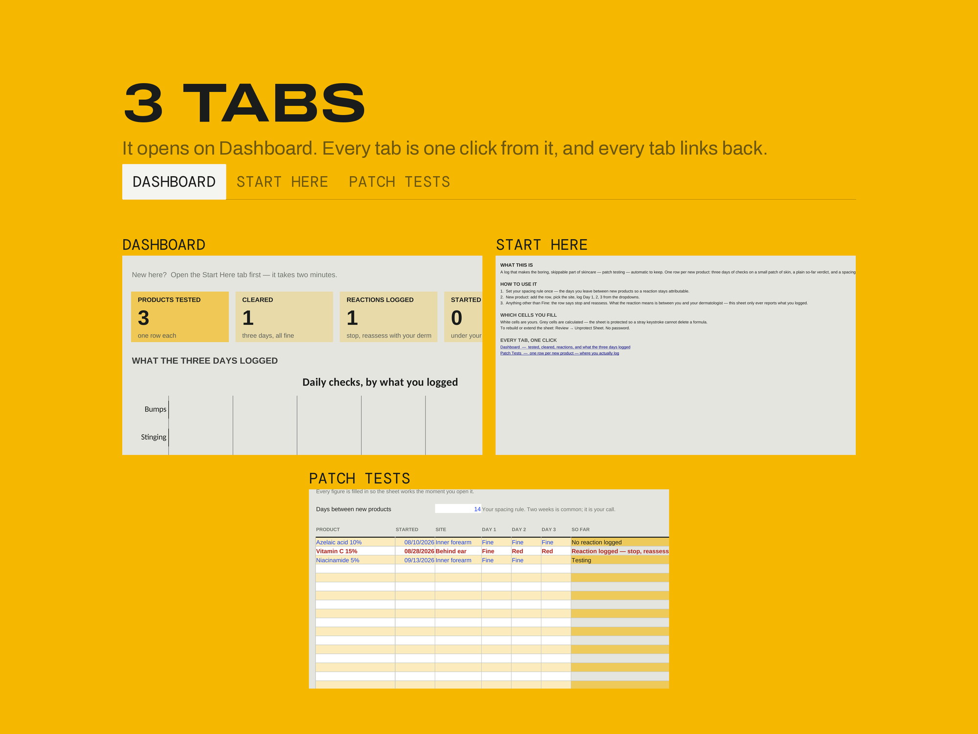 Patch-Test & New Product Log — EVERY TAB