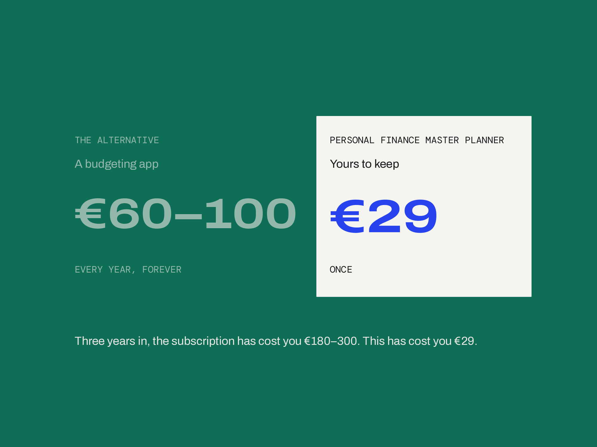 Personal Finance Master Planner — ONCE, NOT MONTHLY