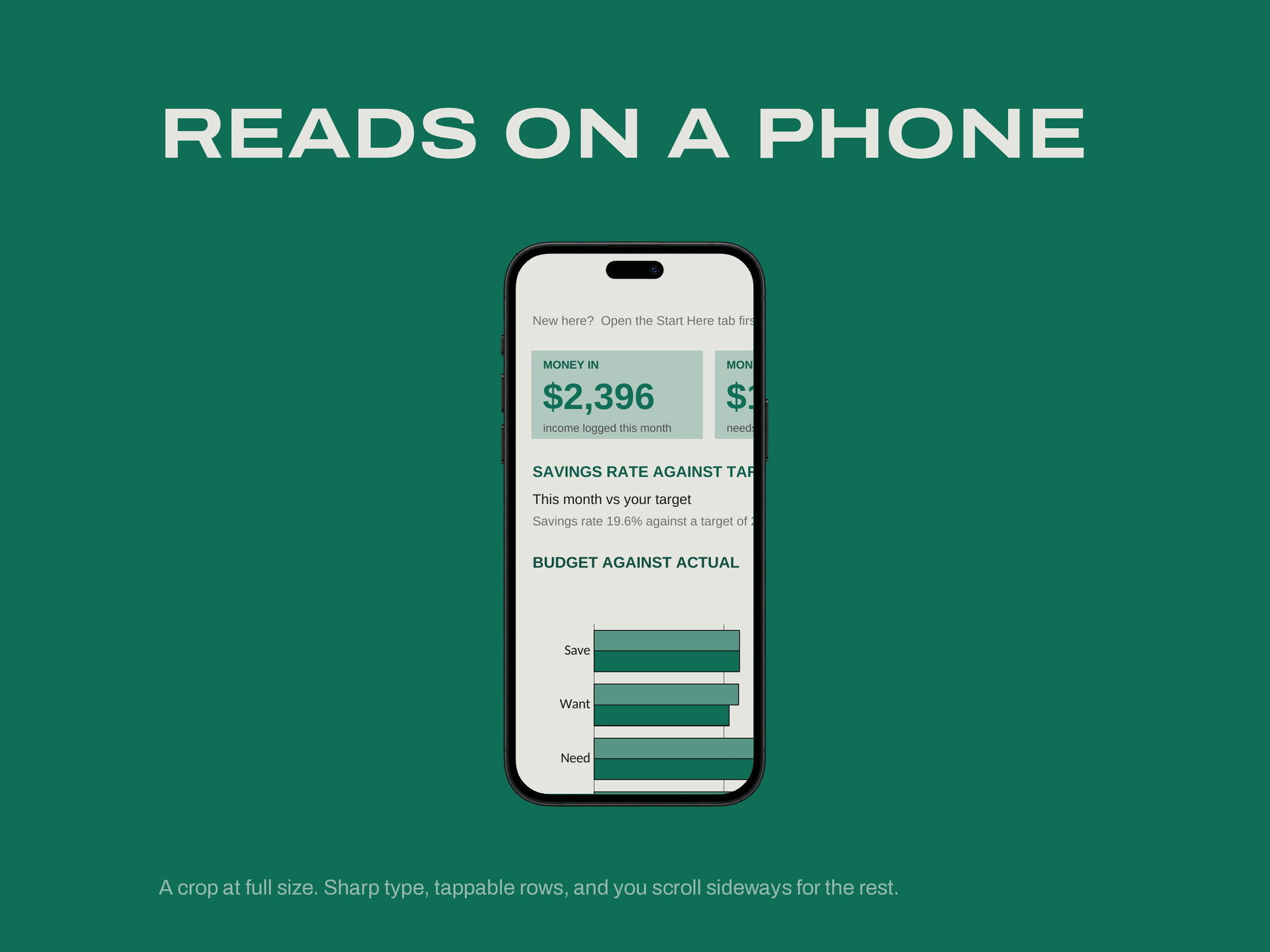 Personal Finance Master Planner — READS ON A PHONE