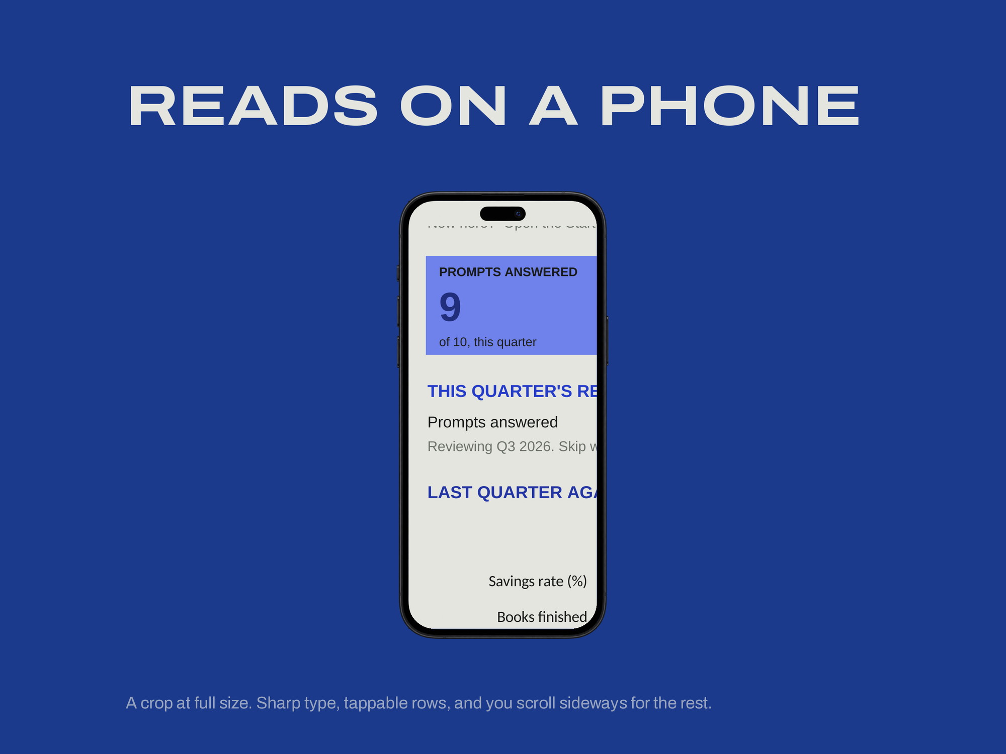 Quarterly Review & Reflection — READS ON A PHONE