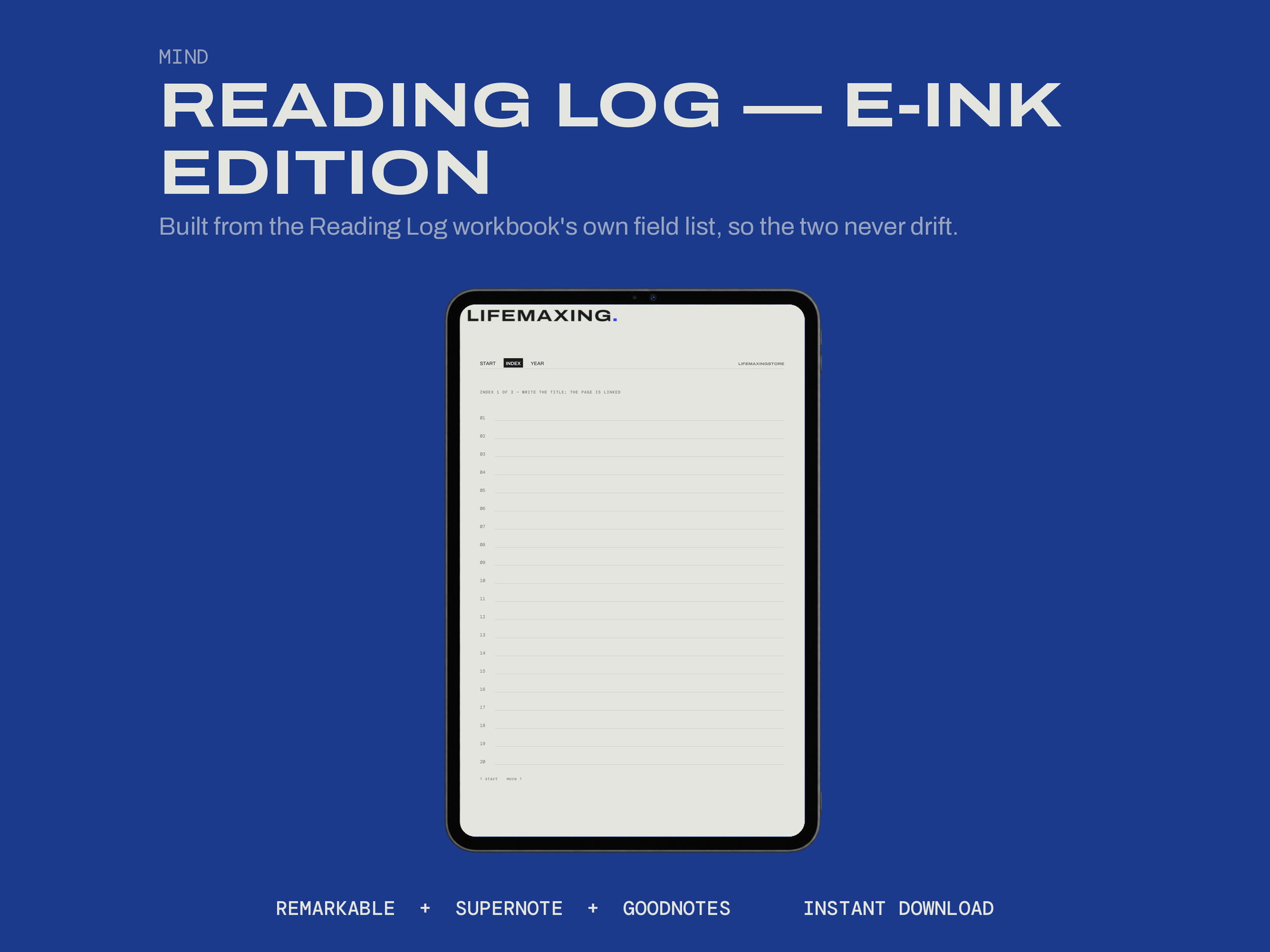 Reading Log — E-ink Edition product photograph