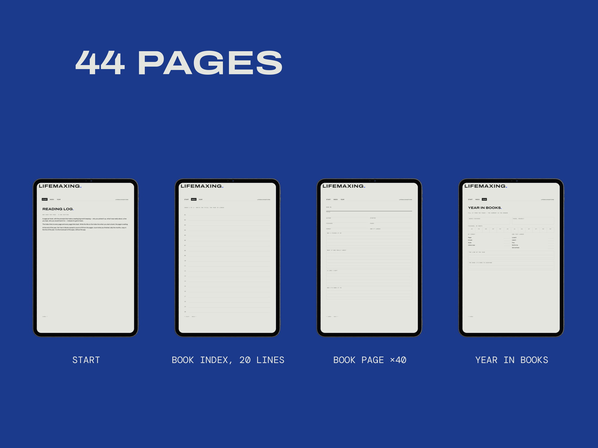 Reading Log — E-ink Edition — EVERY PAGE