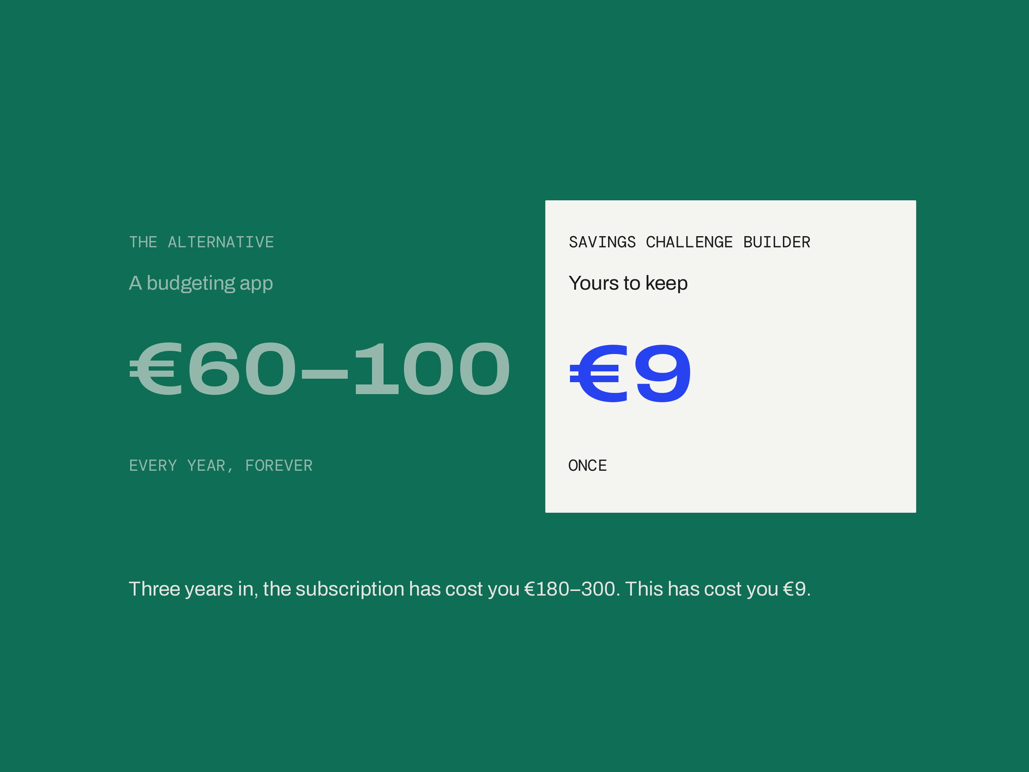 Savings Challenge Builder — ONCE, NOT MONTHLY