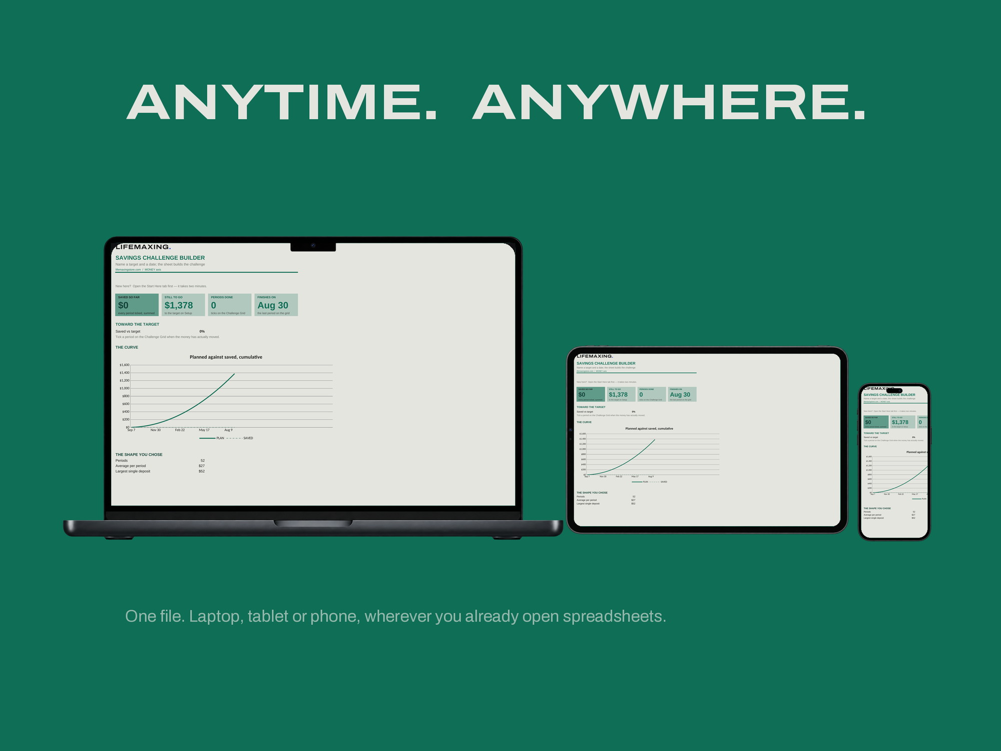Savings Challenge Builder — ANYTIME. ANYWHERE.