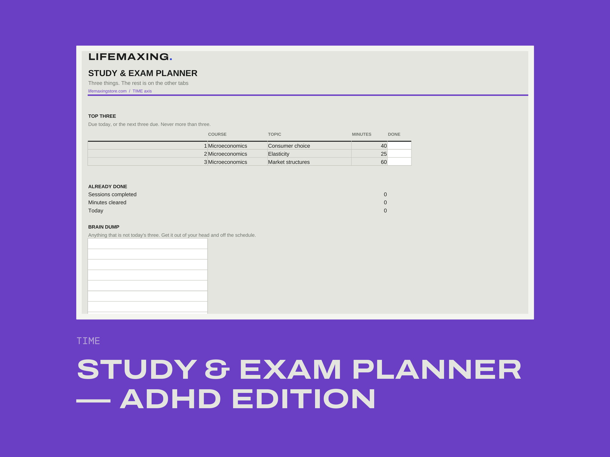 Study & Exam Planner — ADHD Edition product photograph