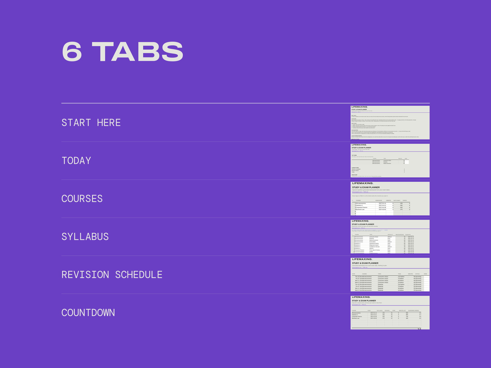 Study & Exam Planner — ADHD Edition — EVERY TAB