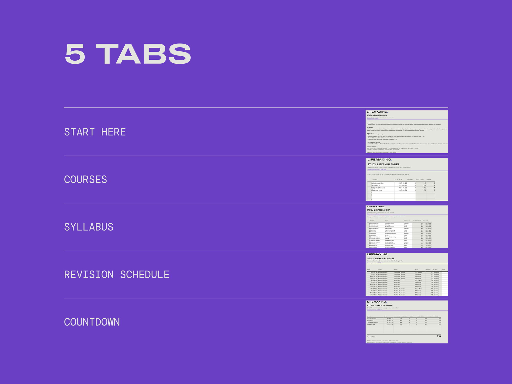 Study & Exam Planner — EVERY TAB