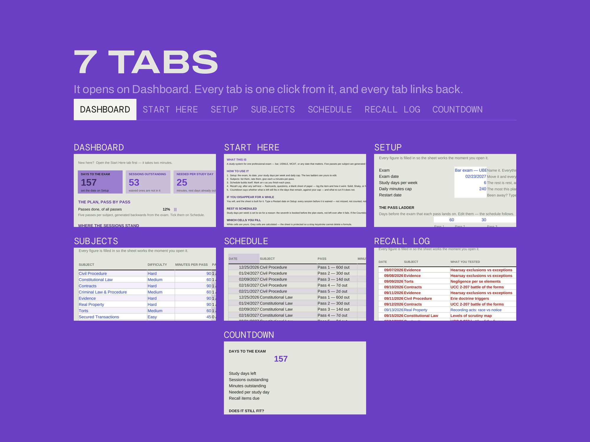 Study & Exam Planner — EVERY TAB