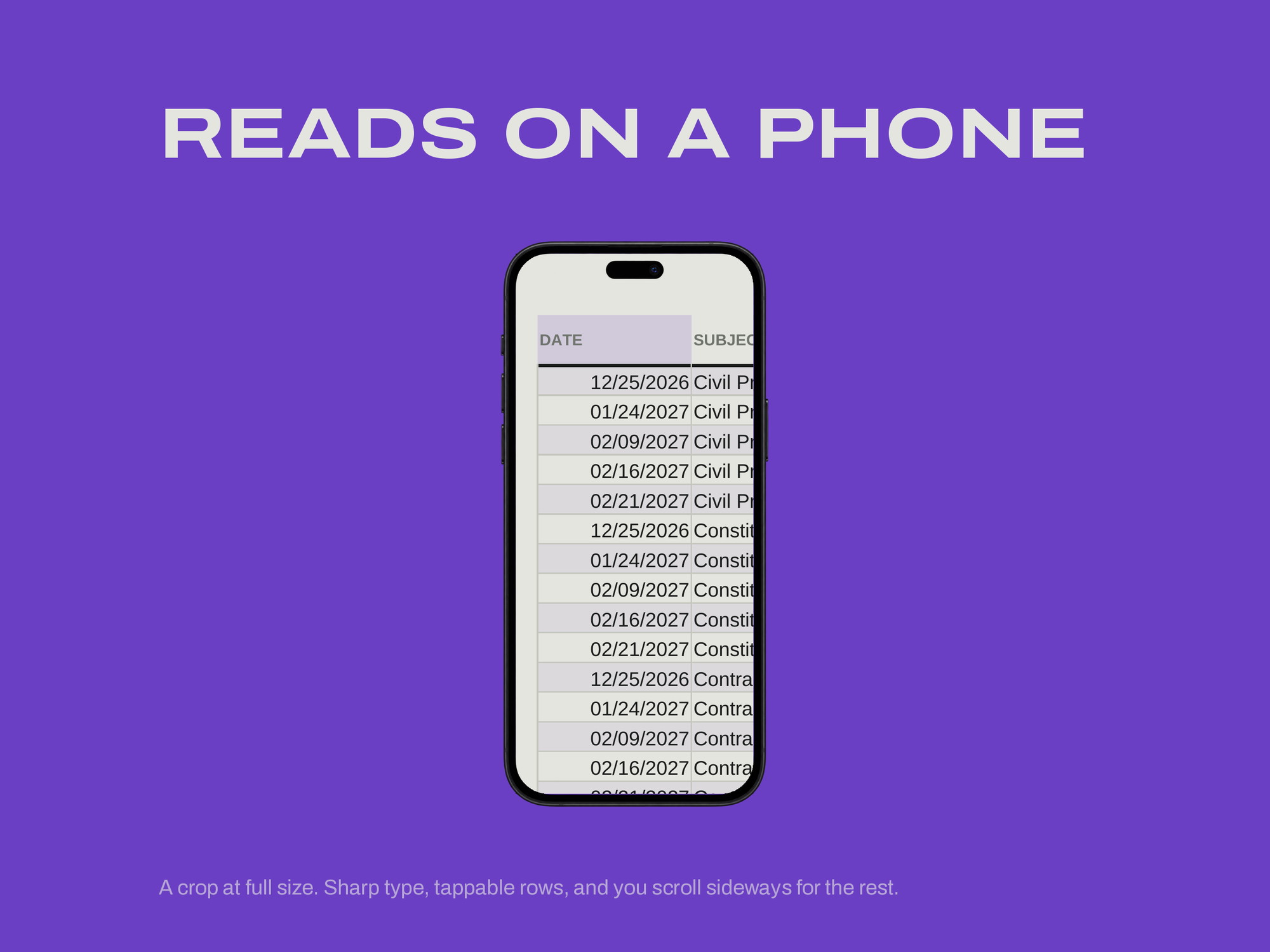 Study & Exam Planner — READS ON A PHONE