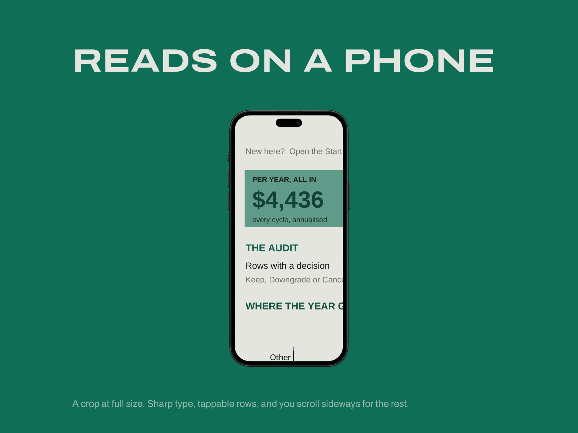 Subscription Audit — READS ON A PHONE