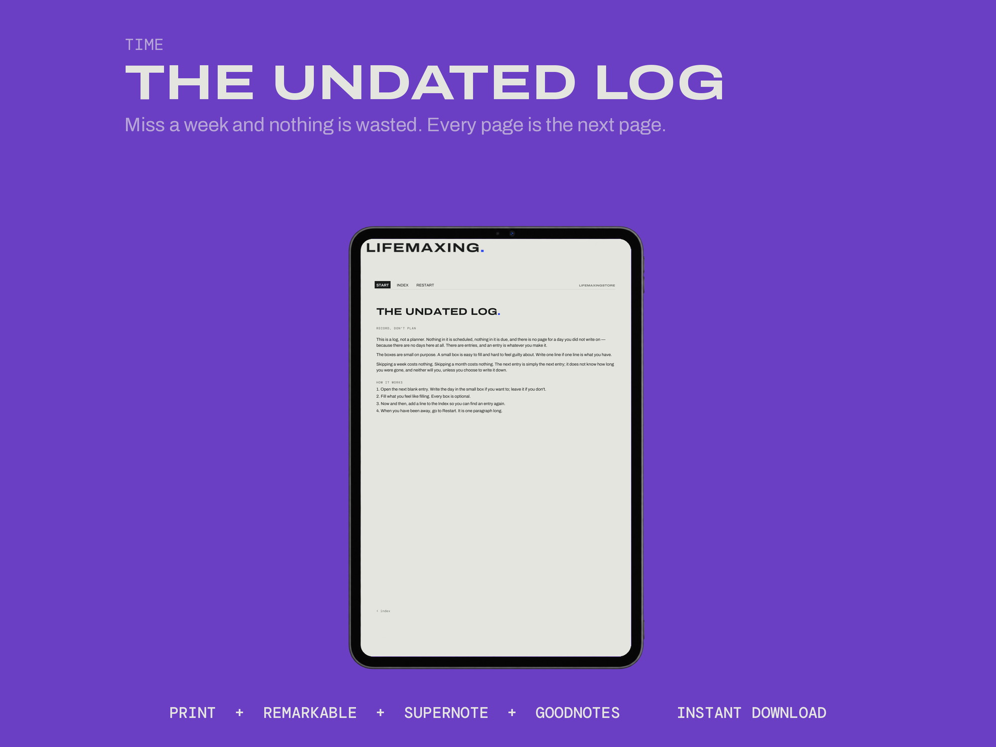 The Undated Log product photograph