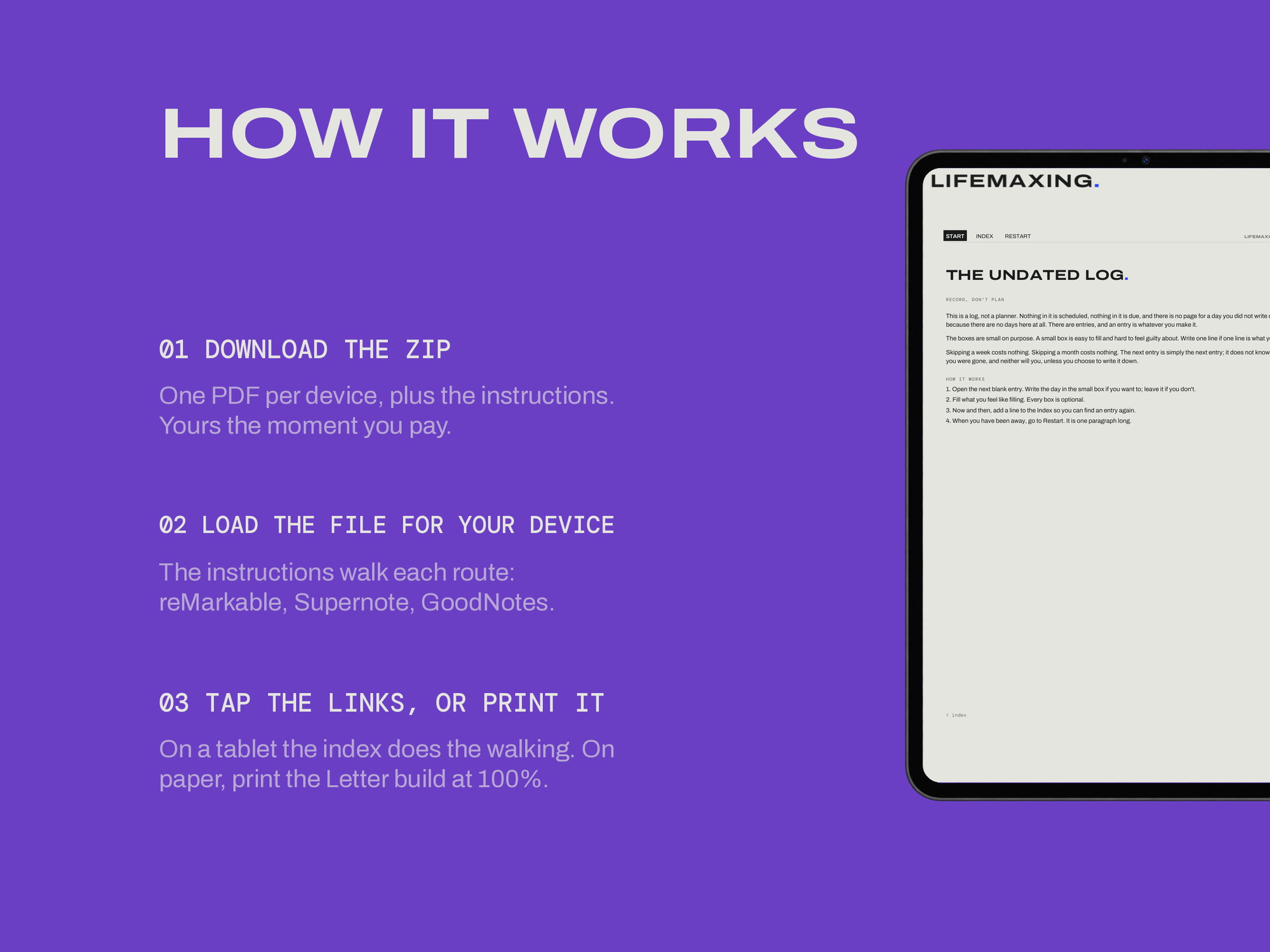 The Undated Log — HOW IT WORKS