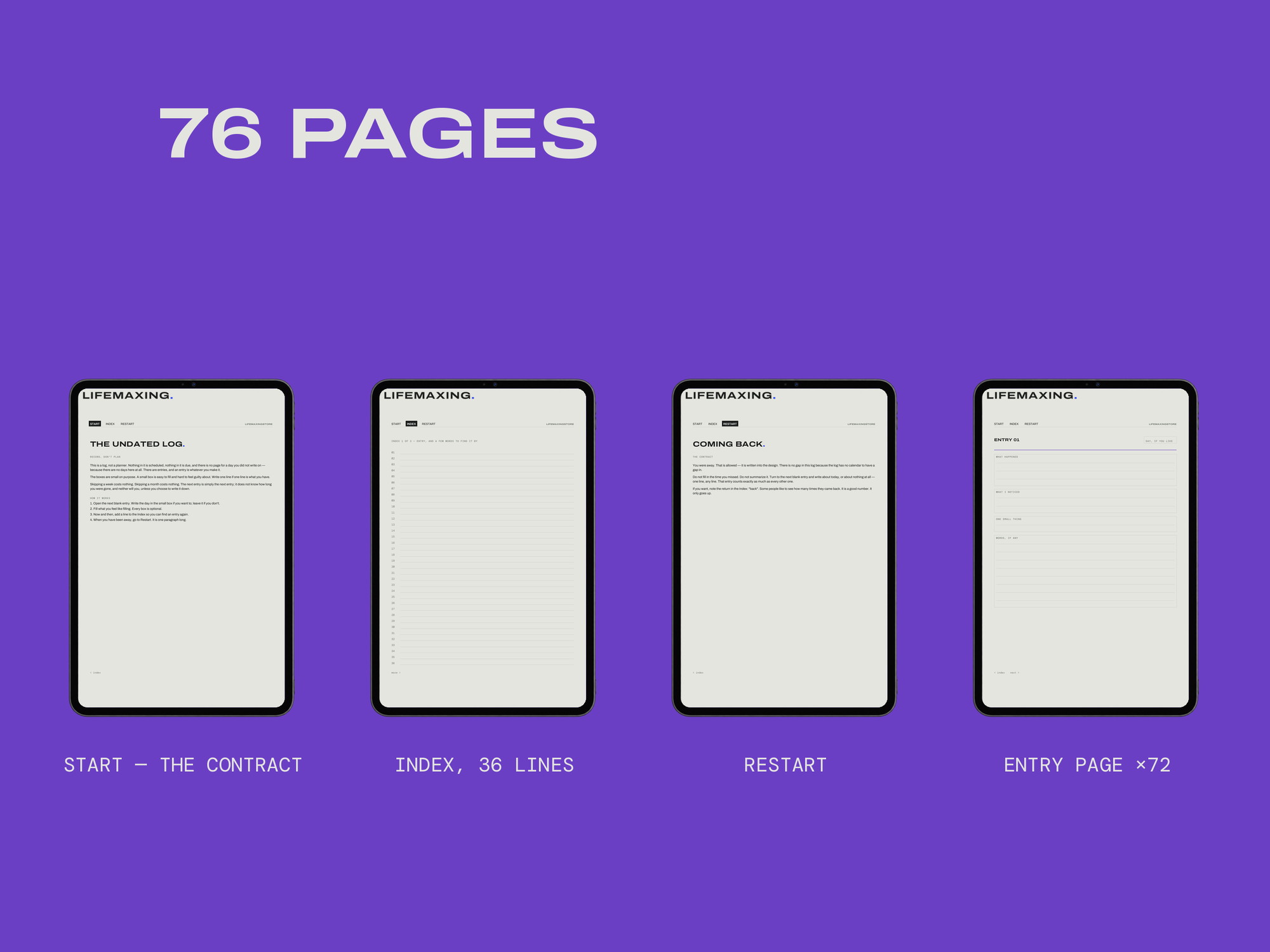 The Undated Log — EVERY PAGE