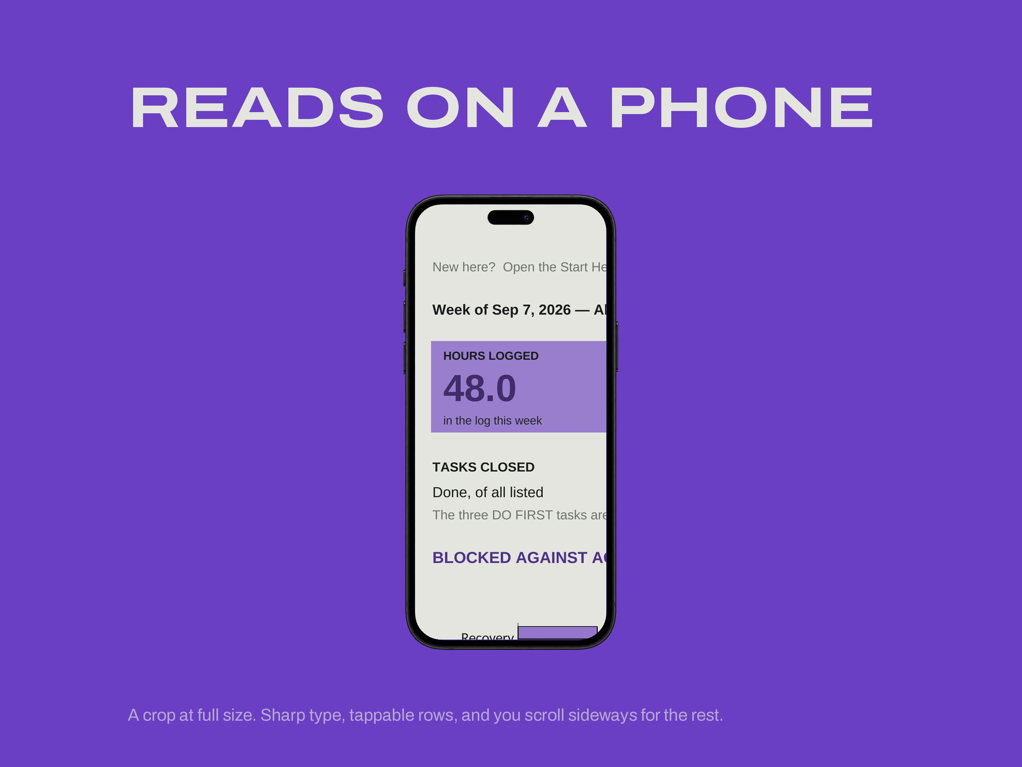 Weekly Operating System — READS ON A PHONE
